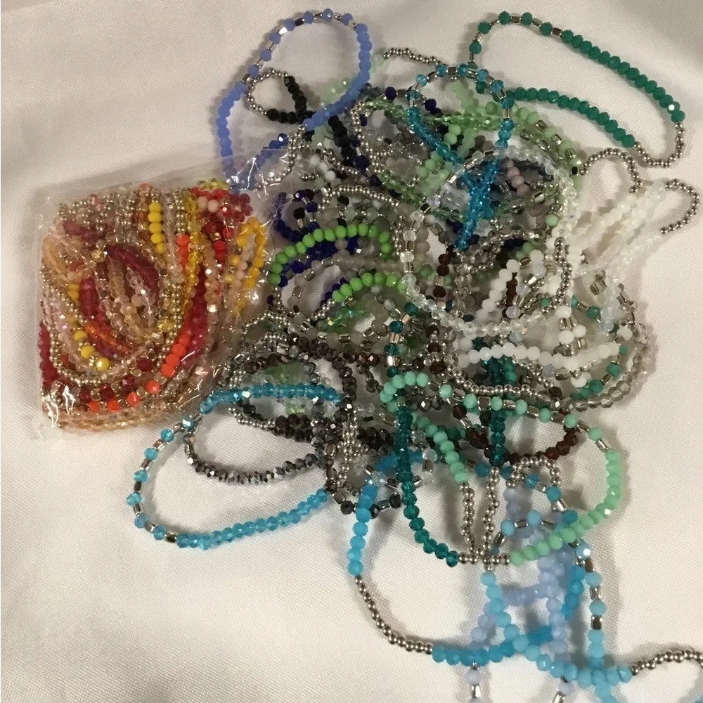 Bohemian Bling seed bed elastic bracelets 60 pcs